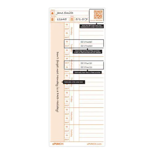 Attendance Tracking Cards Employee Time Cards 100-Pack - Dual Sided Time Clock Cards For Office Use Paper Time Sheets